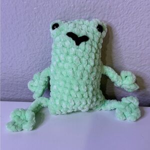 Handmade crochet frog made by my talented12 yr old son - Mint Green